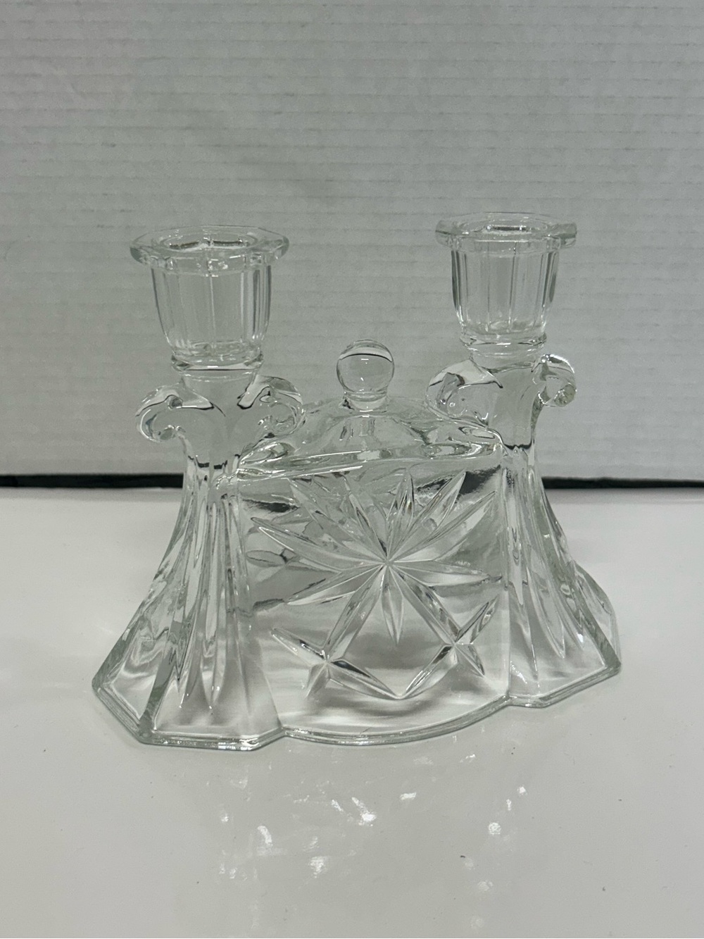 Anchor Hocking Early American Prescut EAPC Double Candle Holder Candlestick